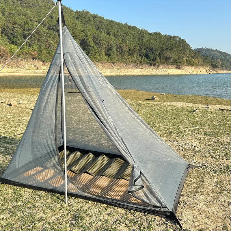 Flame Retardant Pyramid Hot Tent Large Outdoor Camping Waterproof Tipi Tent Lightweight Firewood Stove Tent 2 Persons Winter