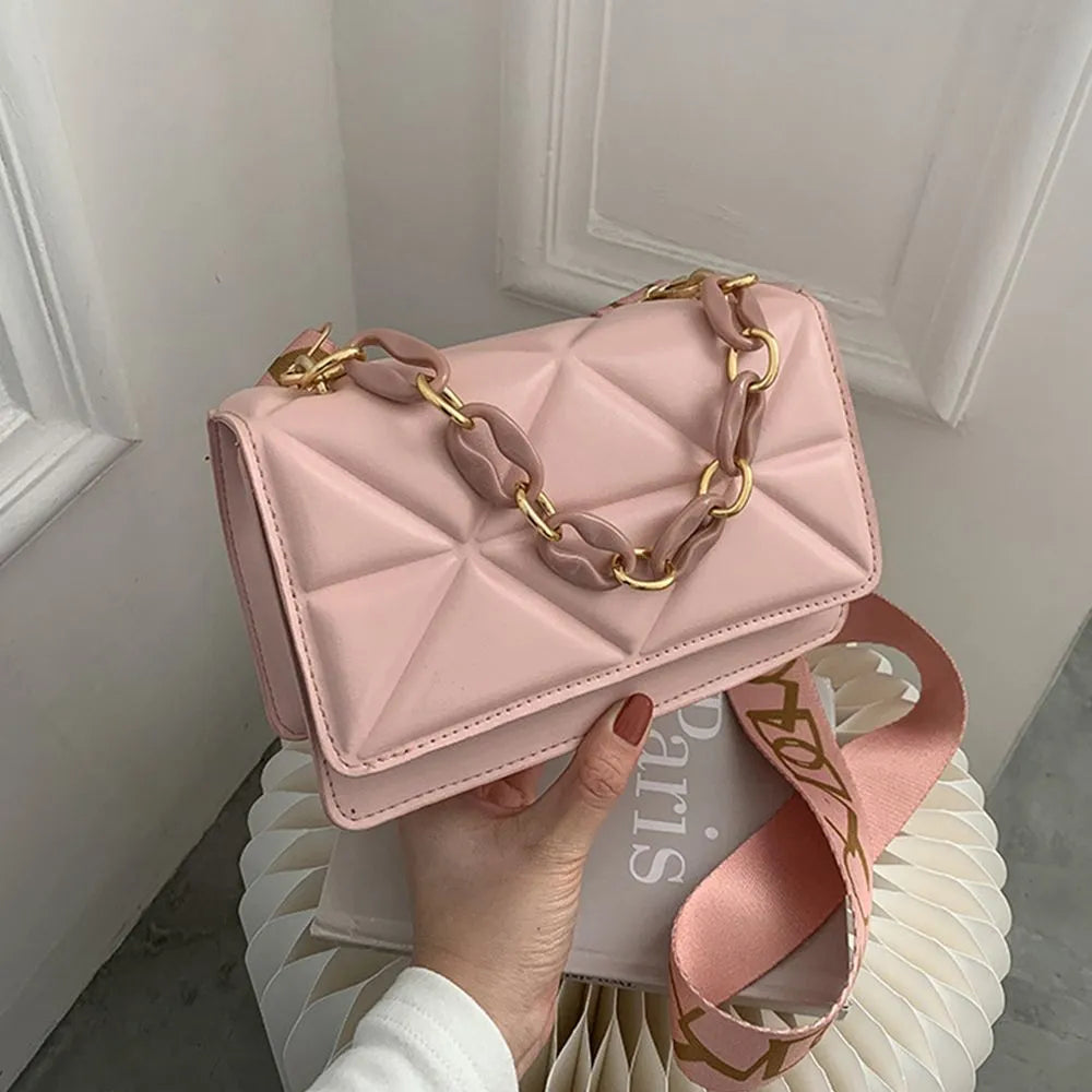 Winter Pink Stone Pattern Shoulder Bag