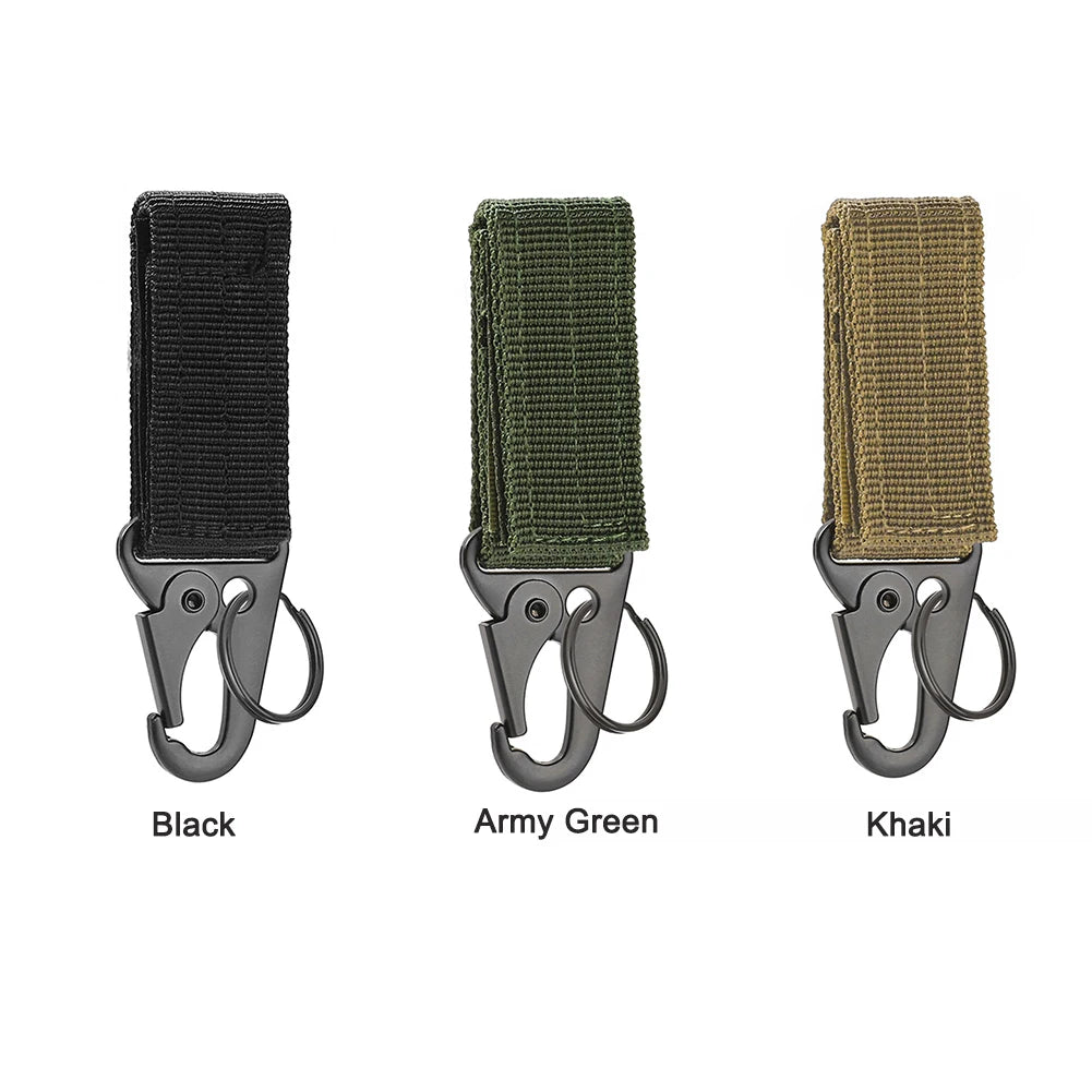 Outdoor Carabiner Keychains Camping Equipment Nylon Hook Carabiner Tactical Military Molle System Hook Belt Keychain