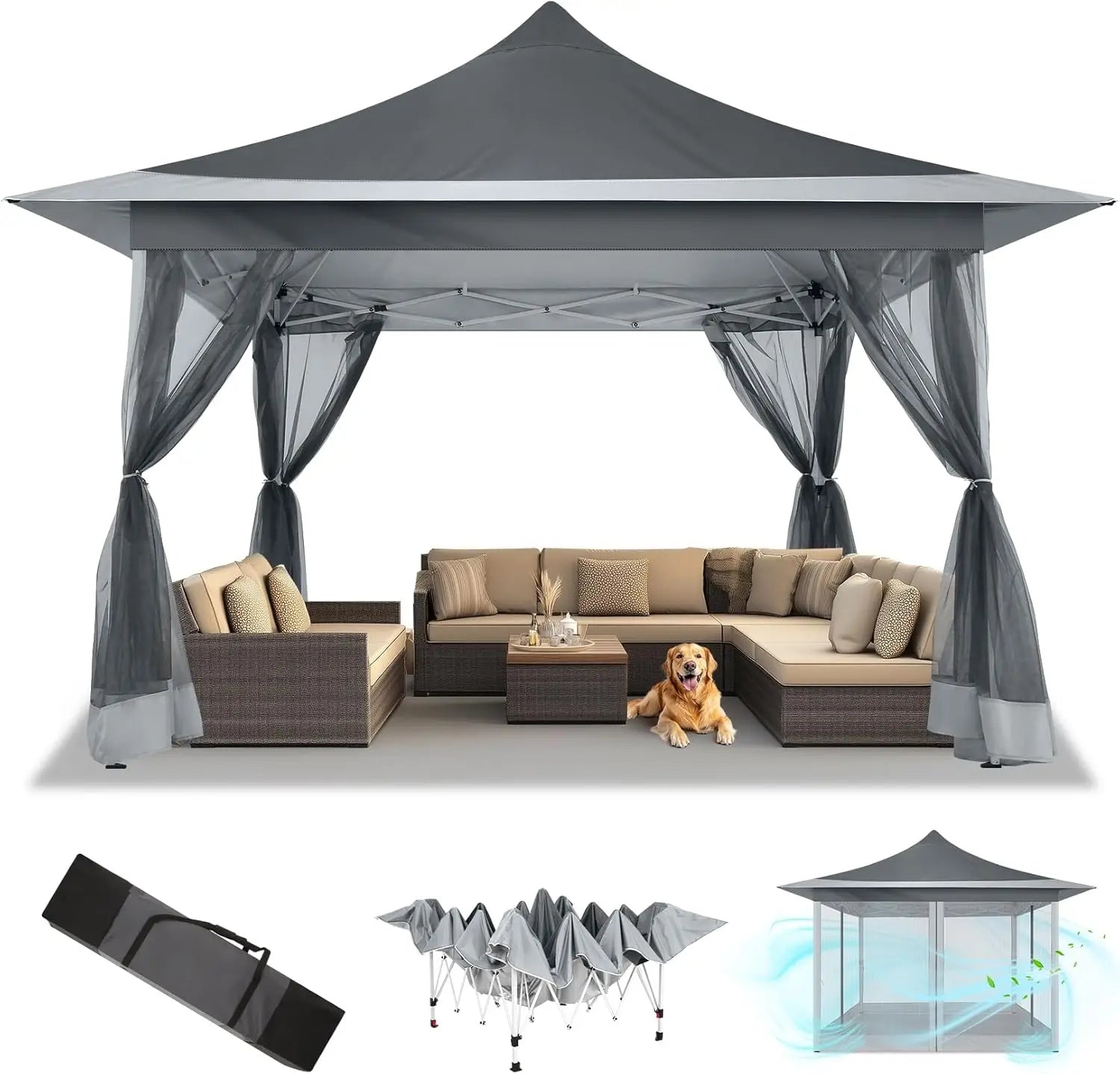 All-Weather Outdoor Canopy Tent with Mesh Netting