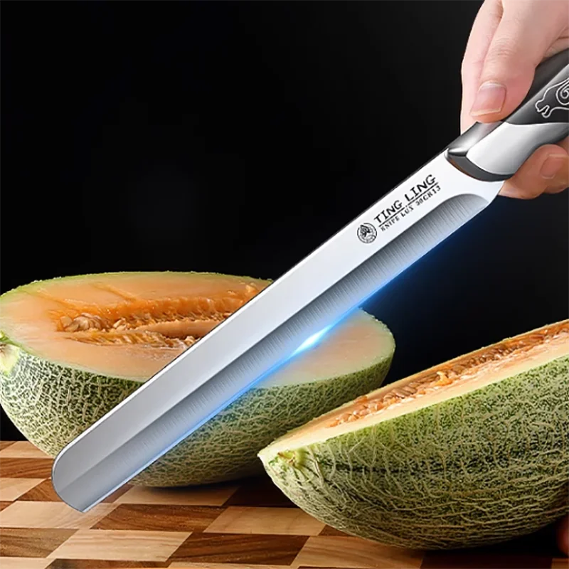 High-end kitchen stainless steel watermelon fruit knife, multi-functional carving knife, cooking bread barbecue knife