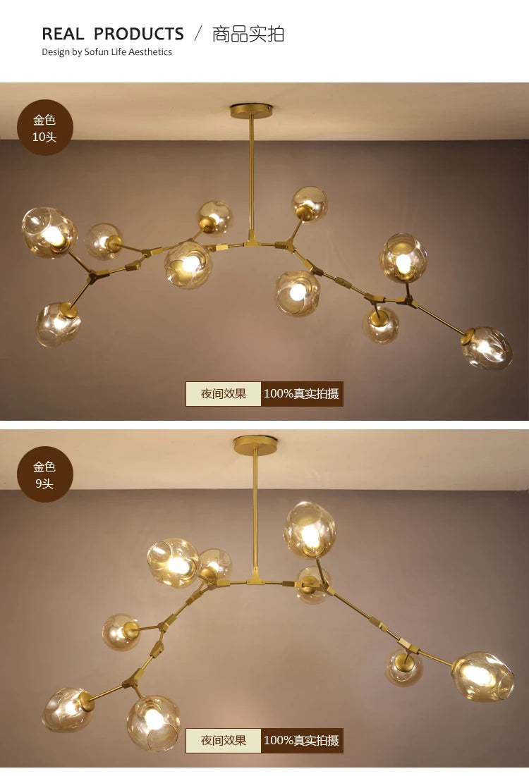 Modern Glass Bubble Chandelier For Living Room Dining Island Suspension Lamp Light Designer Branching Fixtures Hanging Luminaire