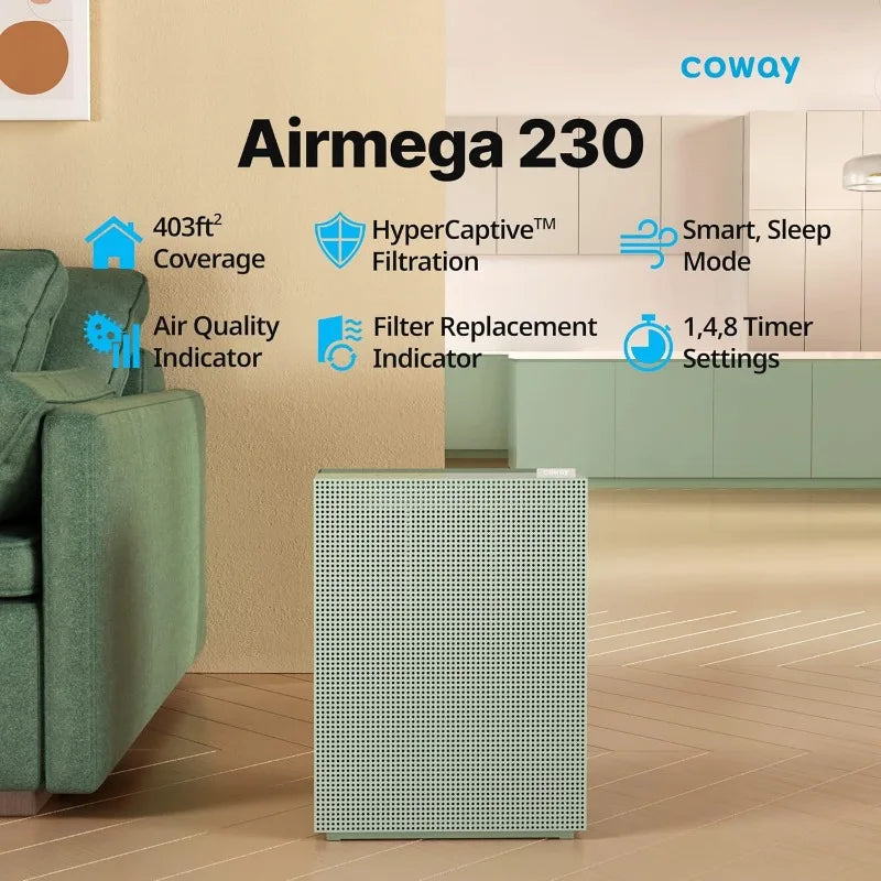 COWAY Air Purifiers for Home Bedroom   Washable Filter,   Air Purifier with Air Quality Monitor, Cleaning Appliances