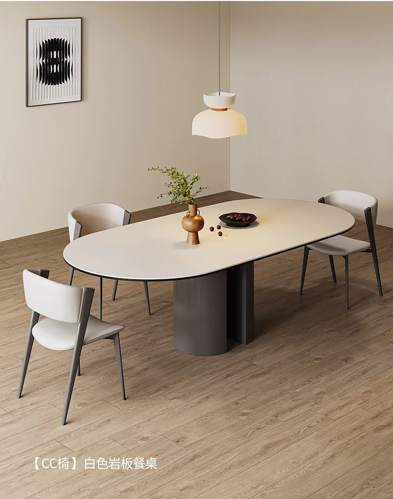 Minimalist Modern Dining Table Oval Receptionist Coffee Slate Bar Tables Simple Design Muebles Cocina Kitchen Furniture HD50CZ