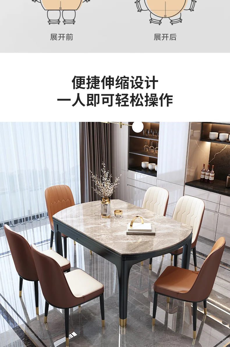 Design Extendable Kitchen Table Round Modern Nordic Simple Dining Table Luxury Multifunction Juegos De Comedor Furniture HD50CZ