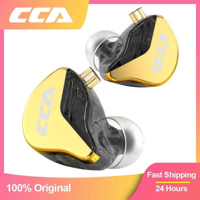 CCA CRA+ Luxury Gold Metal Wired Earphone Music Bass HiFi In Ear Headset With Microphone Game Phone Sport Earbuds Headphones