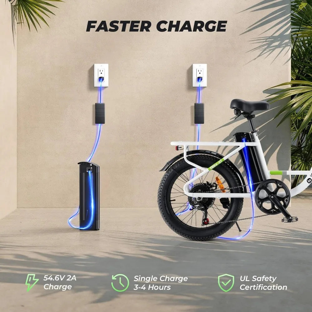 Electric Bike for Adults,20" 500W Cargo Ebike 20mph 55 Miles Range,48V 500Wh Removable Battery, 7 Speed Gearshift