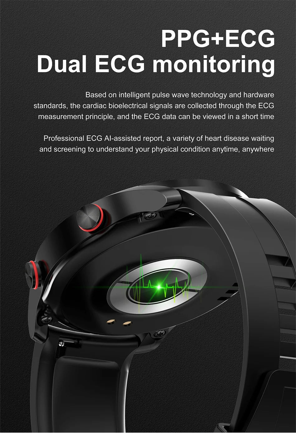 For Huawei 1.5 inch Smart Watch Men Bluetooth Call Heart Rate ECG Health Fitness Sports Watch Waterproof Business Man Smartwatch