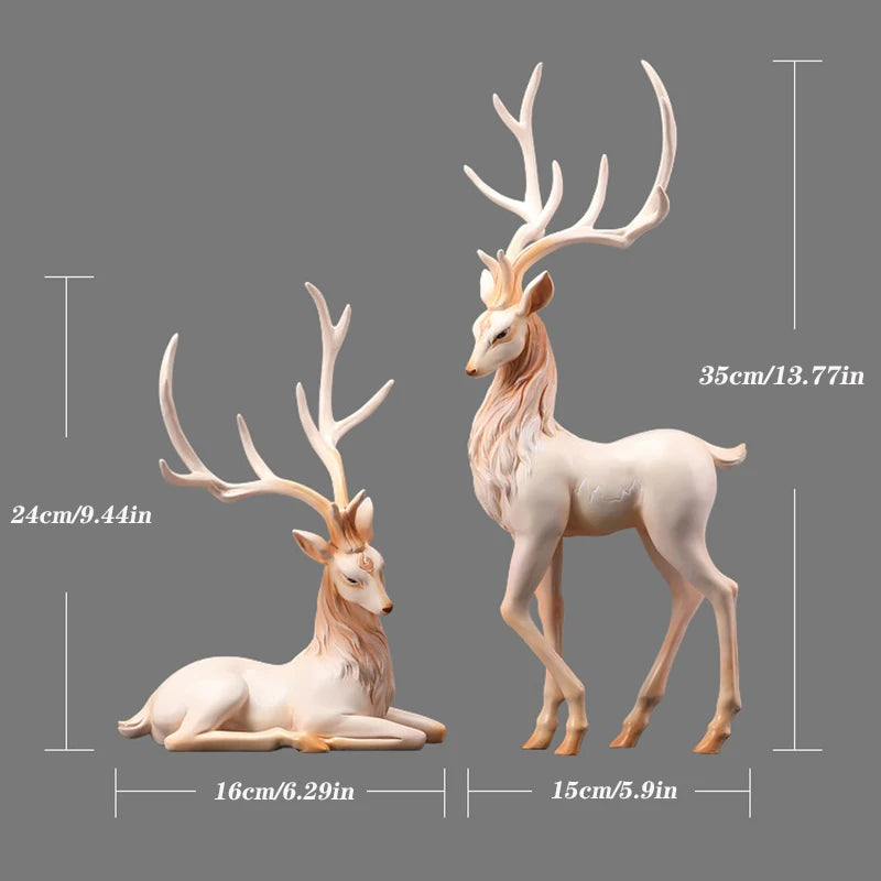 YuryFvna High End Deer Statue Reindeer Figurines Resin ELK Sculpture For Living Room Luxury Home Decoration Nordic Tabletop