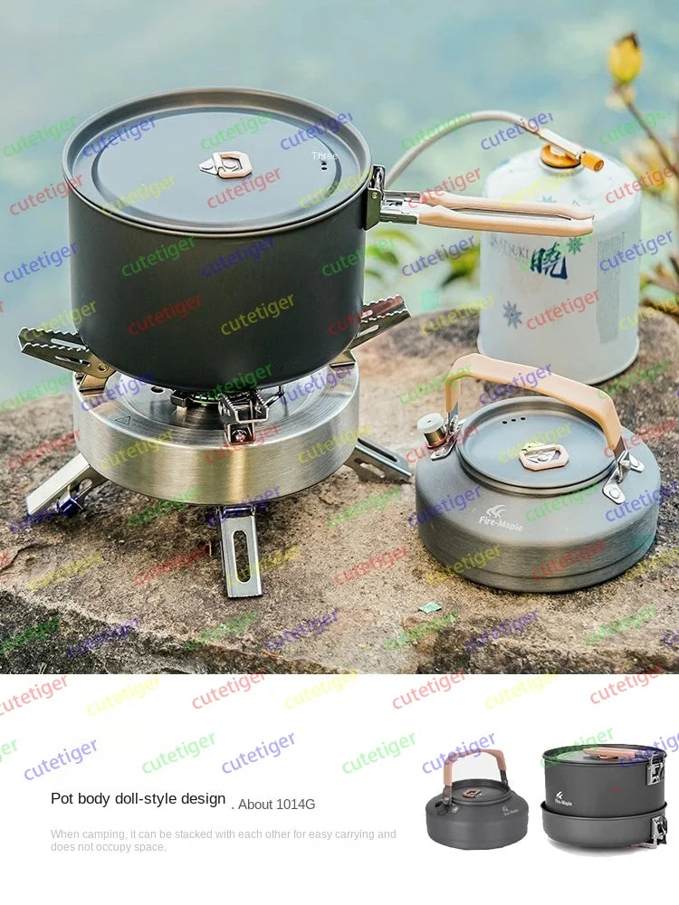 Outdoor set of pots, high-end outdoor camping and picnic equipment, complete set of water kettles, hot pot cookware, tablewa