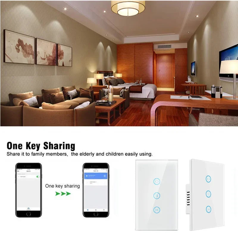 Shawader Wi-Fi Smart Curtain Switch Timer Blinds Clock Watch Shutter Tubular Motor Roller Remote by Alexa Google Home Assistant