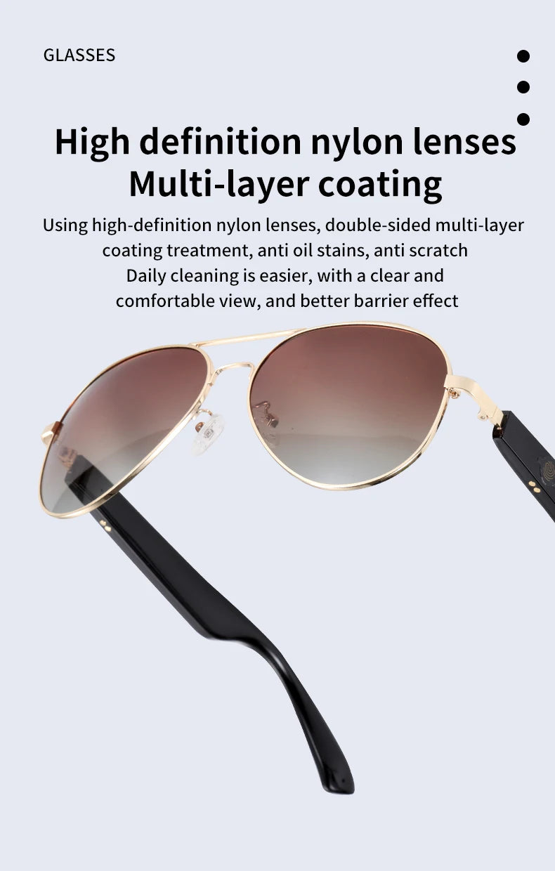 NEW  Bluetooth Sunglasses Smart Audio Glasses Nylon Lenses Dual Speakers Support Bluetooth Calls Music Eyeglasses For Men Women