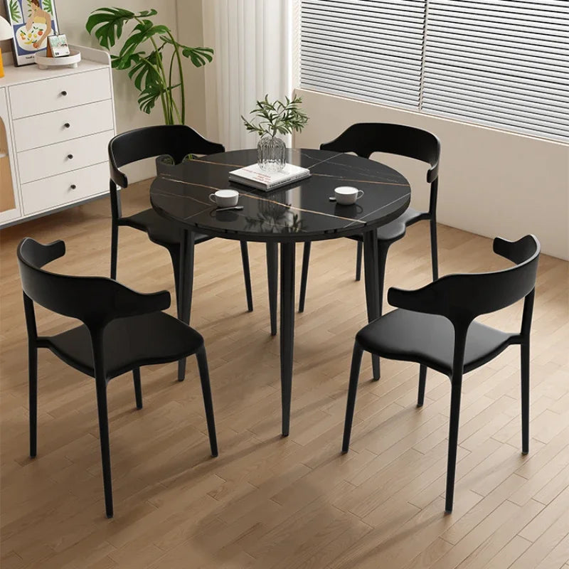 Bistro Slate Kitchen Tables Black Coffee Nordic Retro Dining Table Poker Minimalist Tavoli Da Pranzo Small Furniture HD50CZ