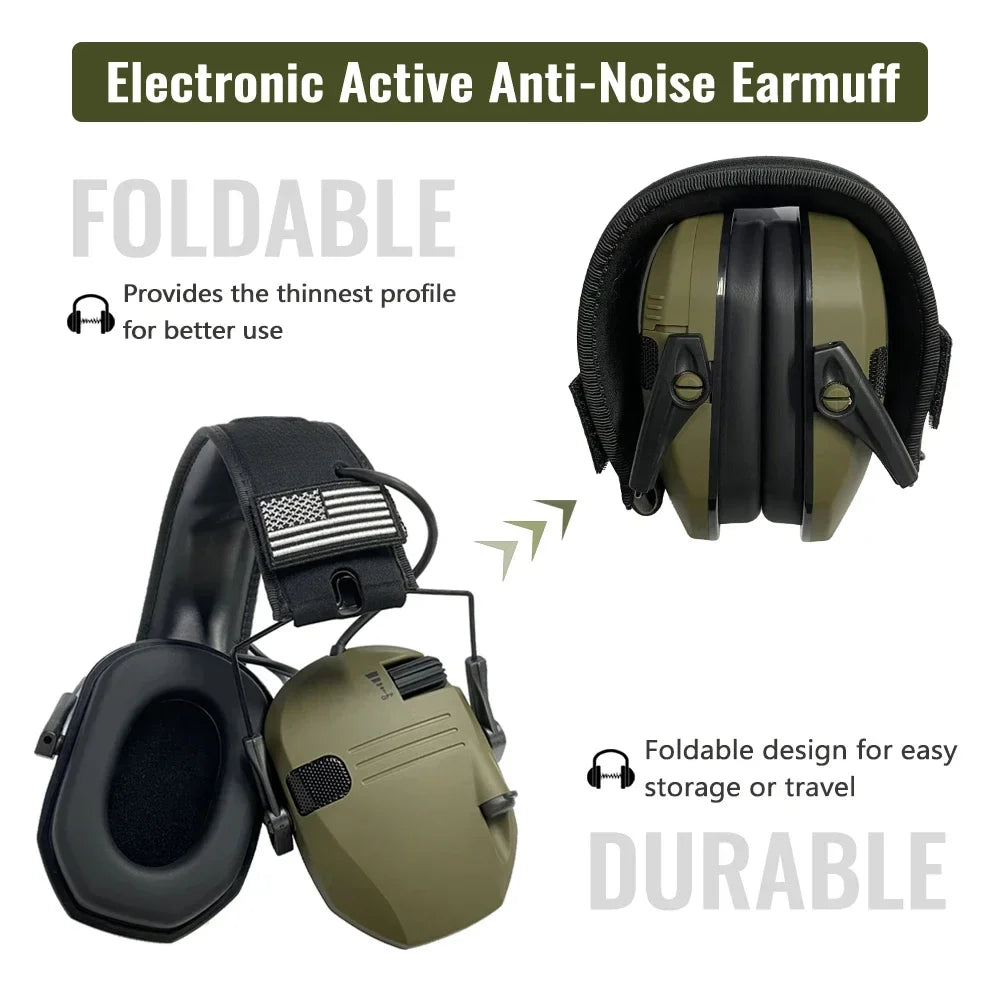 Tactical Electronic Shooting Earmuff Anti-noise Headphone Sound Amplification Hearing Protection Headset Foldable