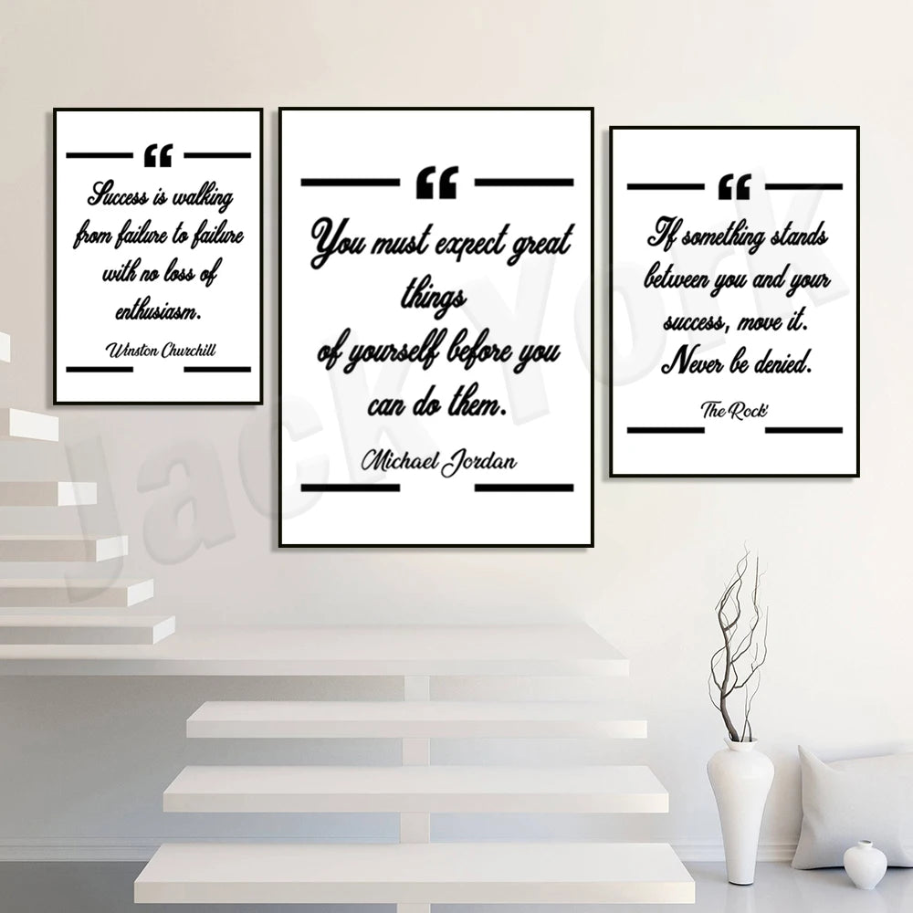 Motivational quotes wall art print, encouragement success sign, motivational text, trendy positive statement decoration poster