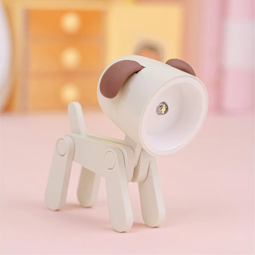 LED Mini Night Light Folding Desk Lamp Warm Yellow Cute Little Deer Puppy Animals Portable Home Decoration Light with Battery