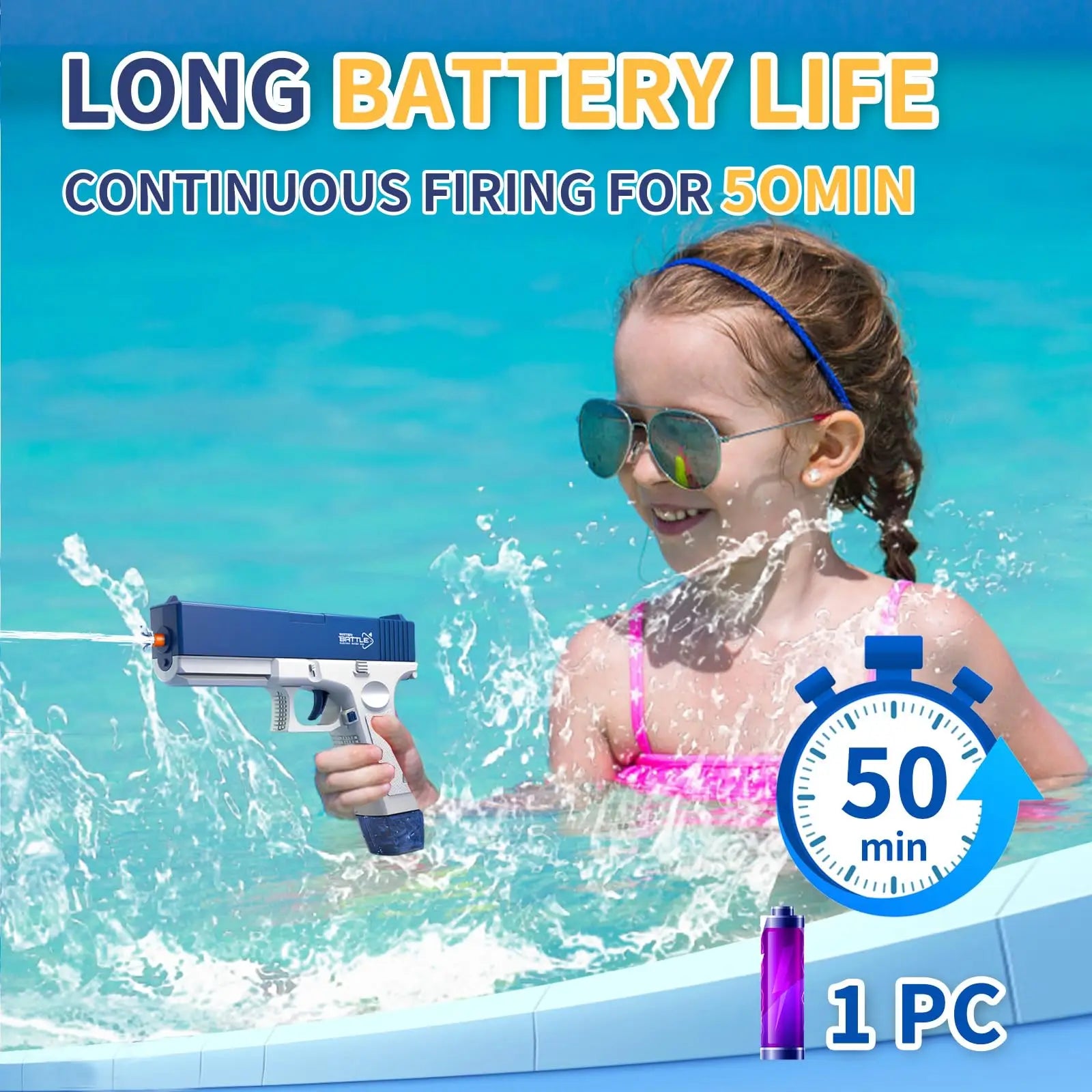 Automatic Water Gun Pistol Electric Portable Guns Children Pool Beach Outdoor games Fight Shooting Squirt Toys for Boys Kid