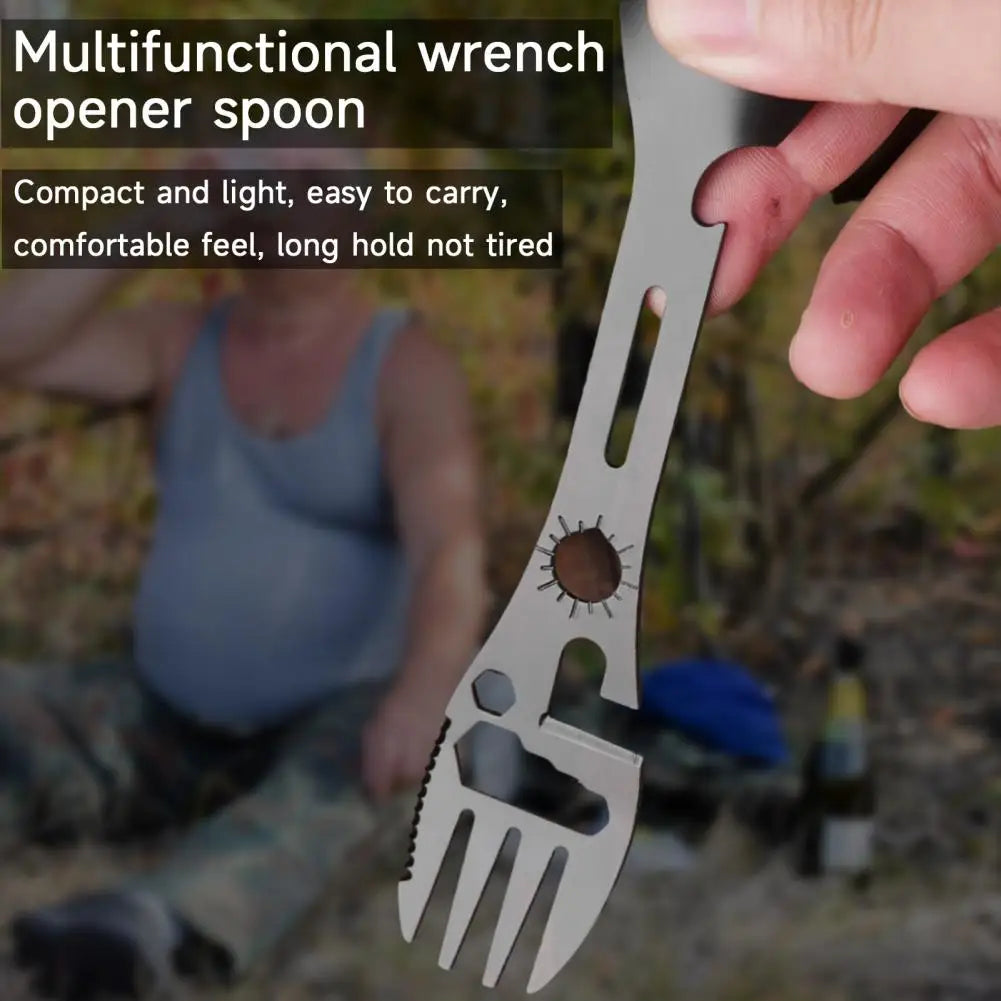 Outdoor Fork Spoon Tableware Multifunctional Lightweight Utility Spoon Picnic Bottle Opener Camping Survival Tool