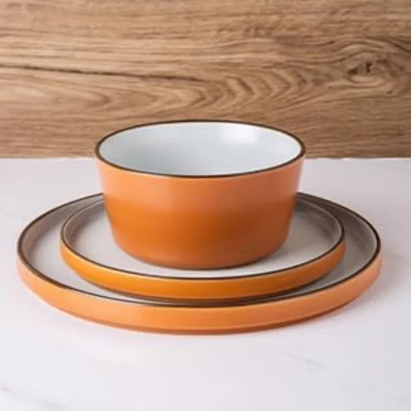 AmorArc Dinnerware Sets of 4,Modern Stoneware Plates and Bowls Sets