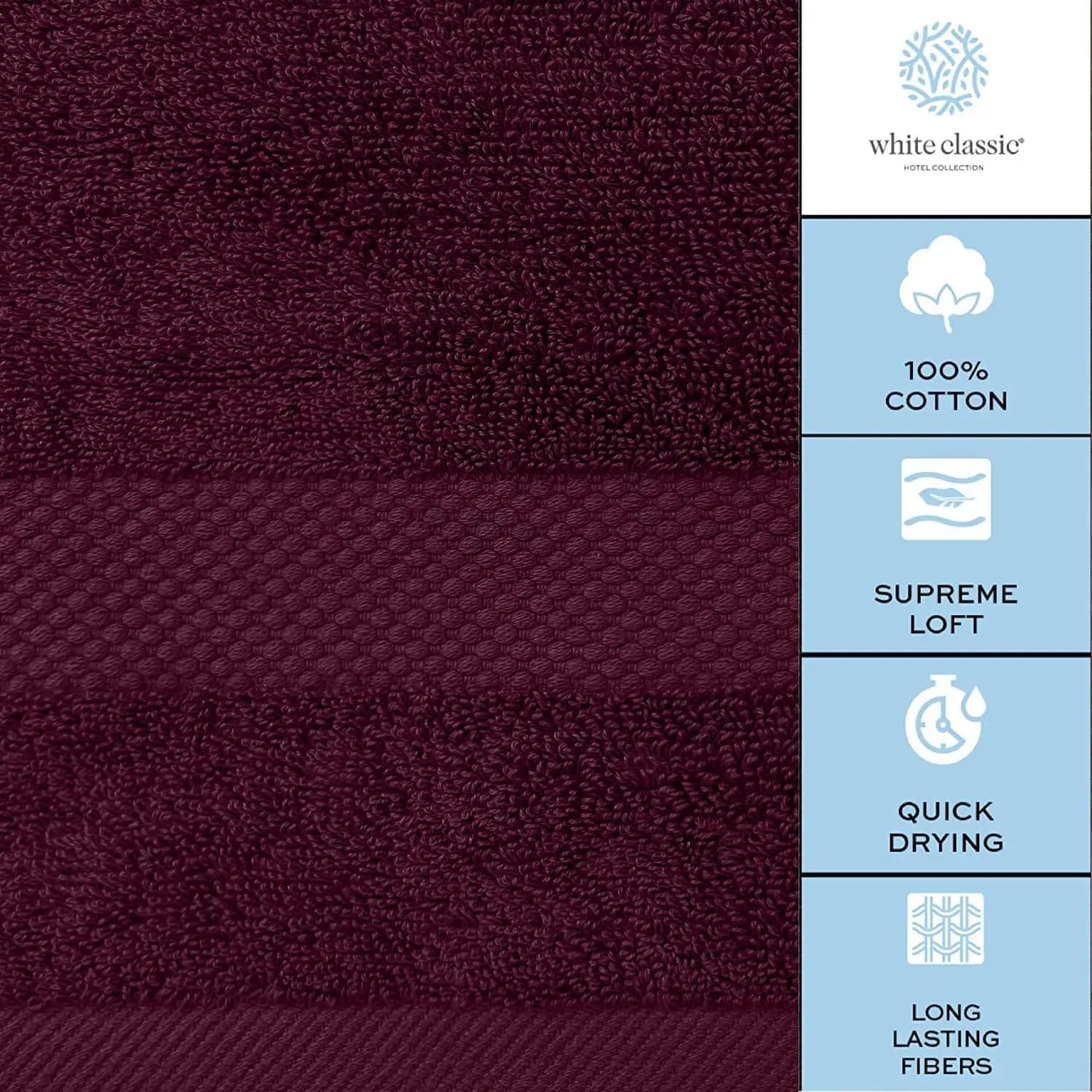 Ultra Soft Wine Red Luxury 27x54 inch Quick Dry Bath Towels Large 700 GSM Cotton Set of 4 Highly Absorbent