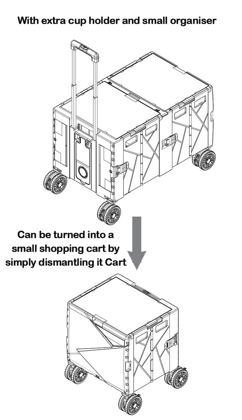 Camping Folding Cart 140L Large Capacity Foldable Picnic Trolley With Table Outdoor Beach BBQ Party Multifunction Cart