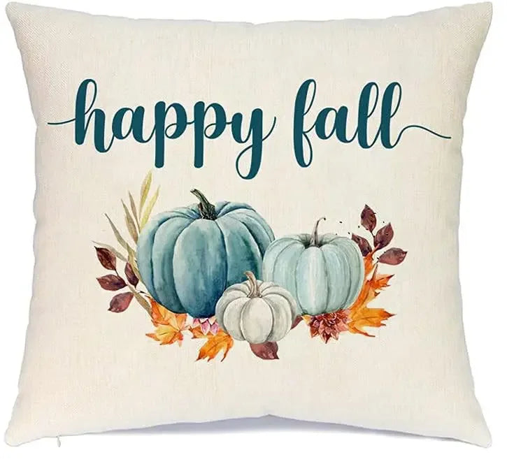 Autumn Pumpkin Cushion Cover Thanksgiving Decor Pillowcase 18x18 Inches Pillow Cover Maple Leaves Printed Cushion Case for Couch