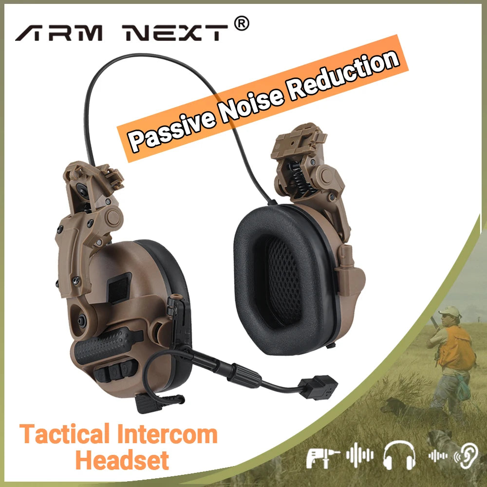 ARM NEXT Tactical Intercom Earmuff Shooting Passive Noise Canceling Earmuff Slim Hearing Protector Defender Non-Picking