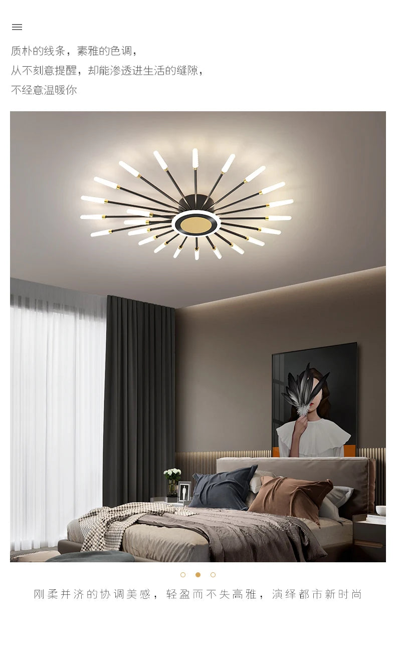 Modern Ceiling Chandelier lighting spiral firework shape Nordic living room Dimmable LED Lamps bedroom Home Decoration fixtures