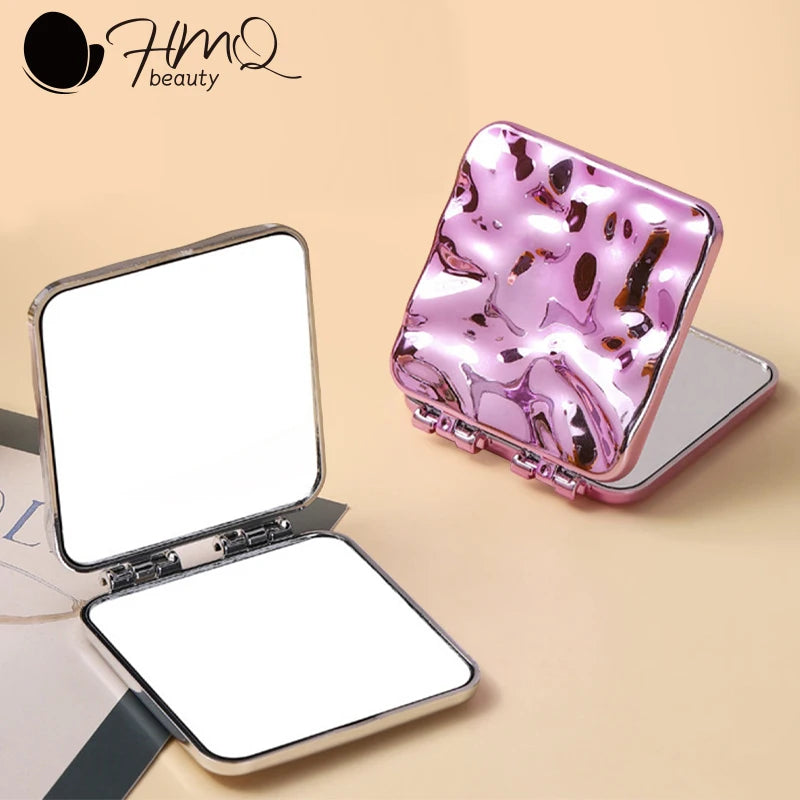 Personalized Small Light Cosmetic 2 Side Folding Makeup Compact Pocket Mirror Luxury Women Luminous Effect Mini Mirror