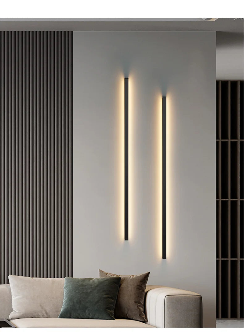 Wall lamp bedroom bedside Lights nordic decorative luminaires line minimalist light long strip black background wall light Room