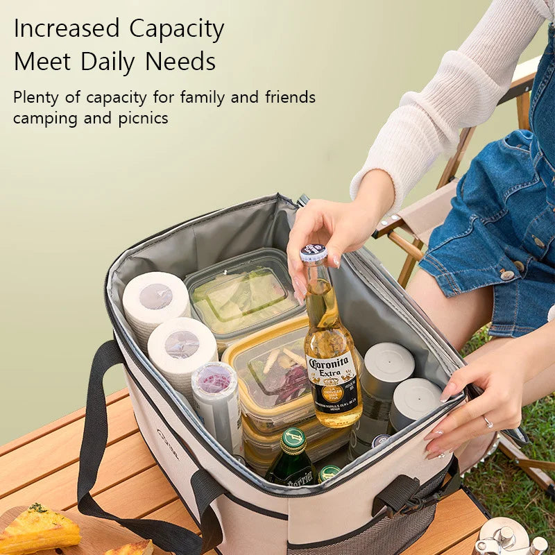 Picnic Cooler Bag Leakproof Camping Cooler with Removable Shoulder Strap Keep Cold/Fresh/Warm, 18L,30L