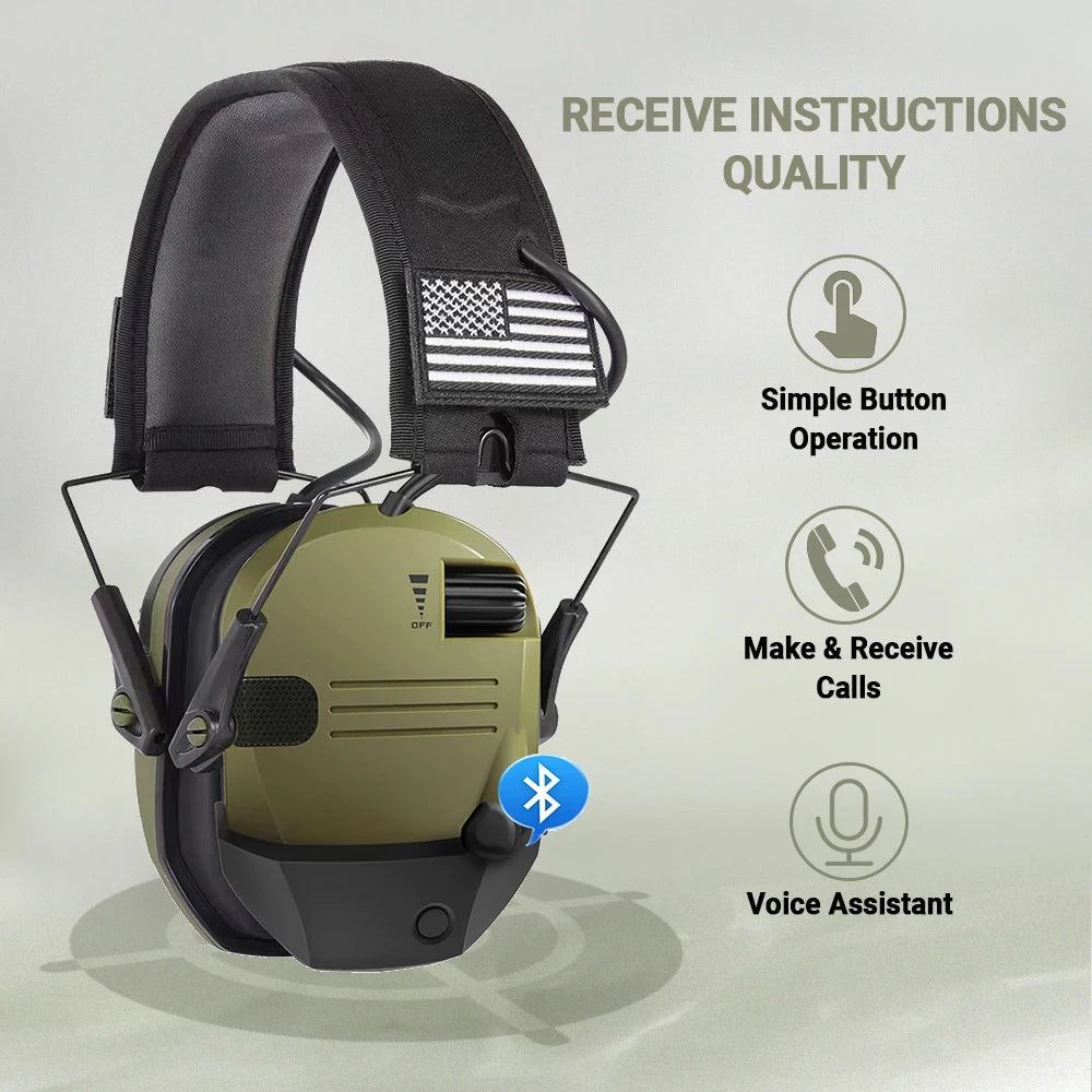 Electronic Bluetooth Earmuff WK Slim Low Profile Compact Design Adjustable Range Shooting Hunting Hearing Protection  Headset