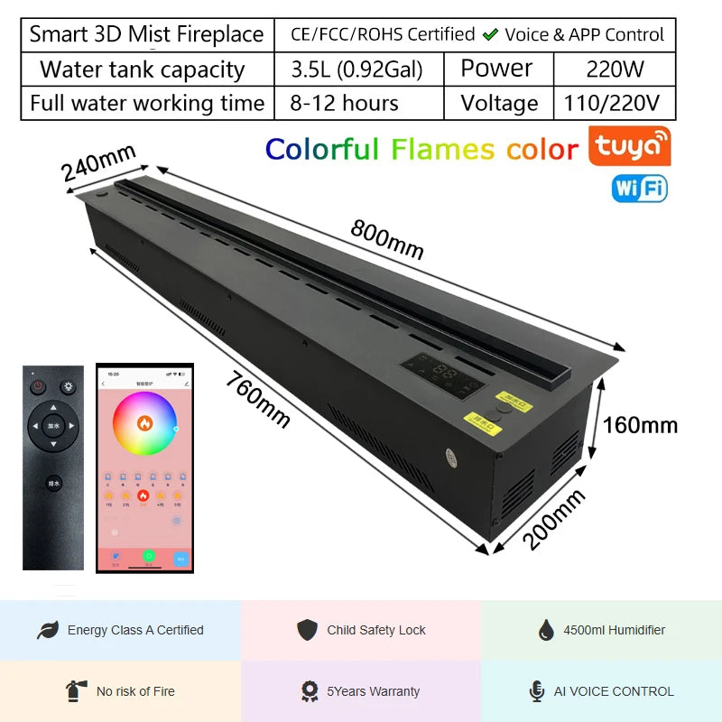 LumiGlow Smart Electric Fireplace