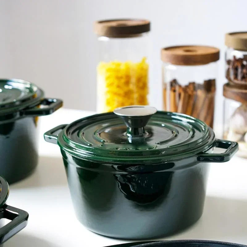 Versatile Green Enamel Cast Iron Pot  Cookware High-End Cooking Pot Multifunctional Kitchen Essential for Gourmet Cooking