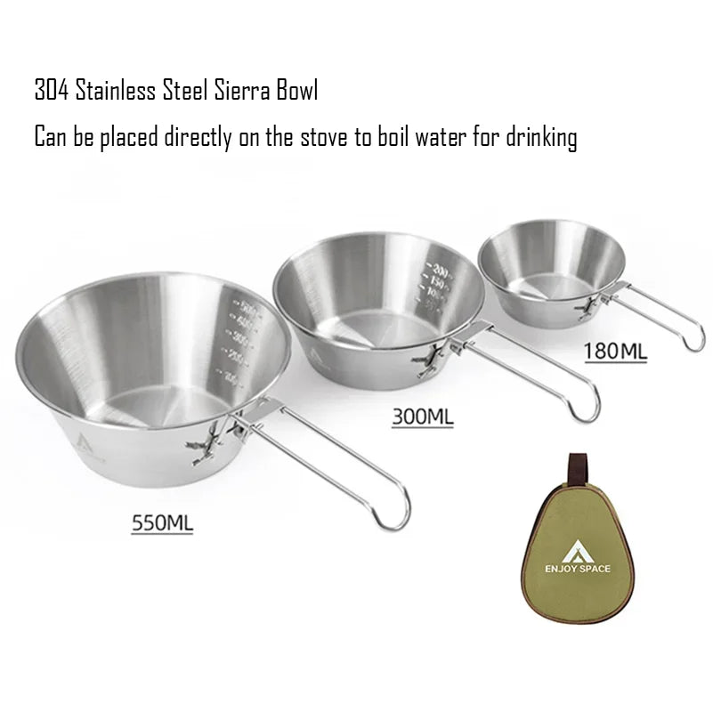 Stainless Steel Sierra Cup Bowl  Sturdy Lightweight Camping Cookware for Camping Backpacking Hiking Travelling