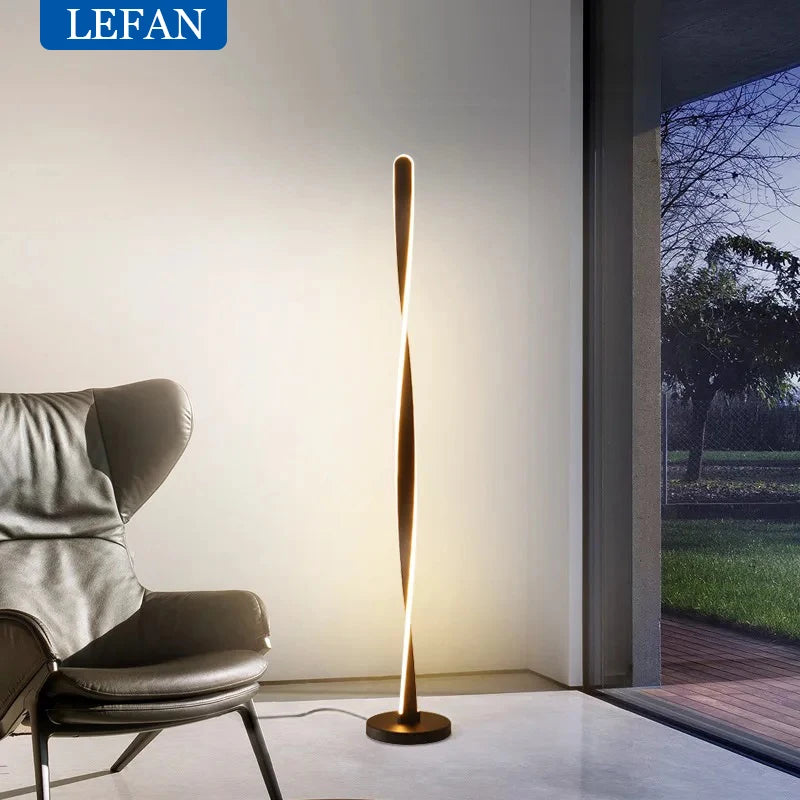 Modern LED decor Aluminum Floor Lamp for Living Room Bedroom Remote Dimming Acrylic Spiral Shape indoor Stand lighting