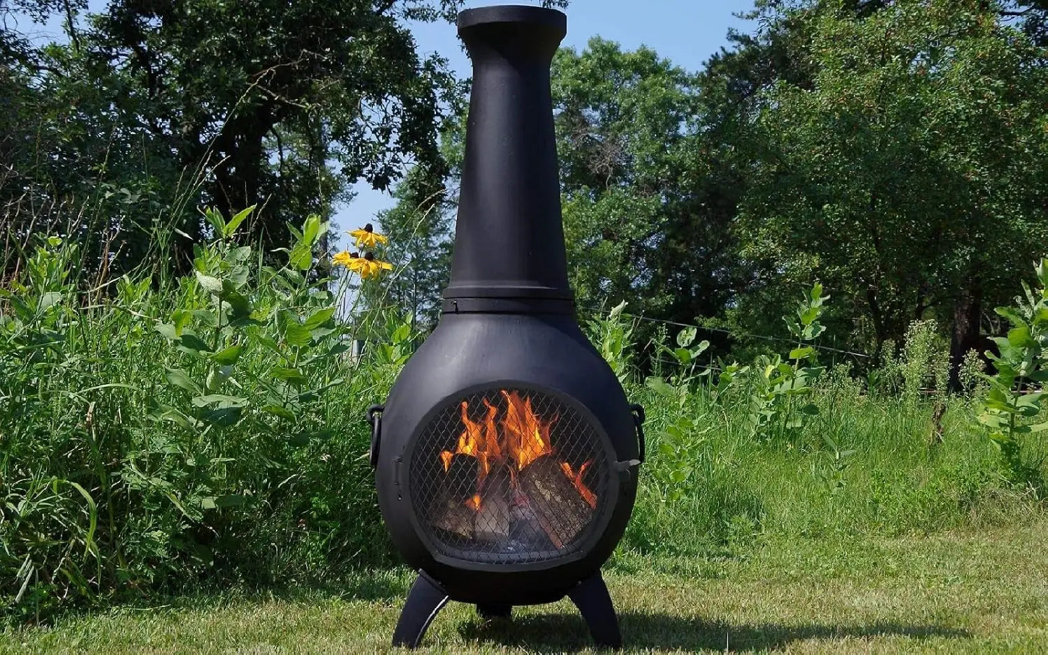 Freestanding Outdoor Chiminea with Cooking Grate