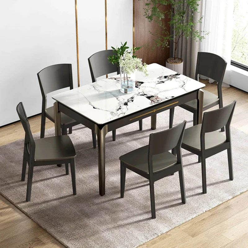 Slate Folding Dining Table Round Extendable Luxury Nordic Center Tables Design Multifunction Mesas De Jantar Furniture HD50CZ