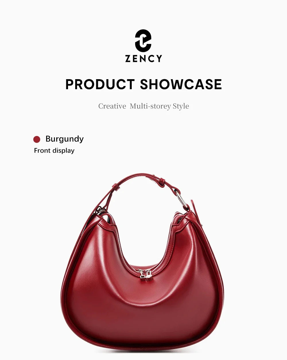 Zency 2024 Designer Bags Hobo Bag For Women Underarm Genuine Leather Shoulder Crossbody Bag High Quality Handbag Birthday Gift