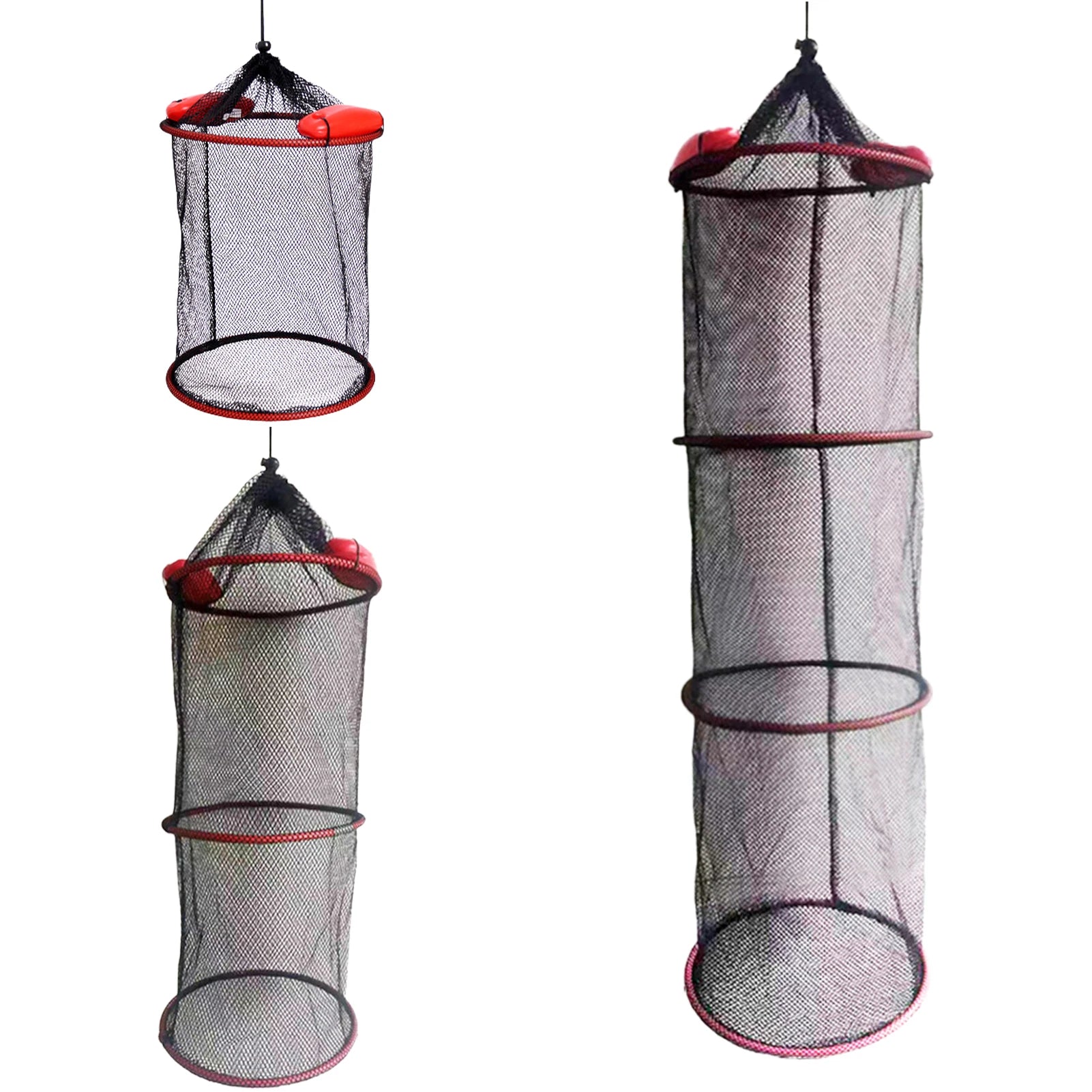 2024 Floating Fish Protection Sea Fishing Net Mesh Quick-drying Folding Fish Cage Thickened Woven Fish Basket