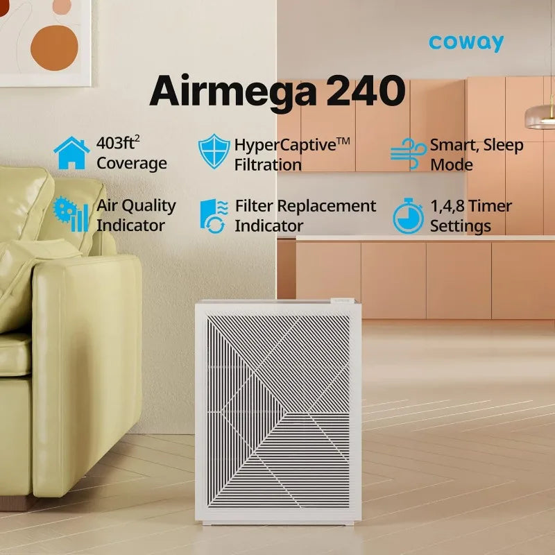 COWAY Air Purifiers for Home Bedroom   Washable Filter,   Air Purifier with Air Quality Monitor, Cleaning Appliances