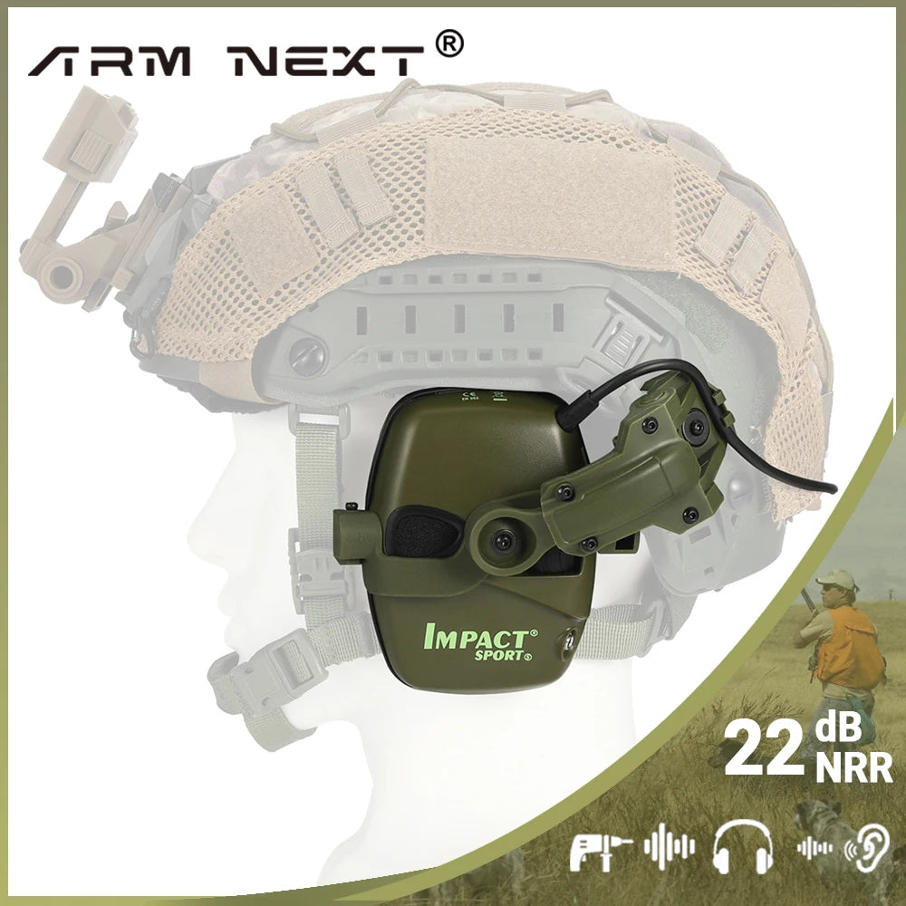 Shooting Earmuffs Tactical Helmet Headset impact sport Electronic Hearing Protector Equipped with ARC Rail