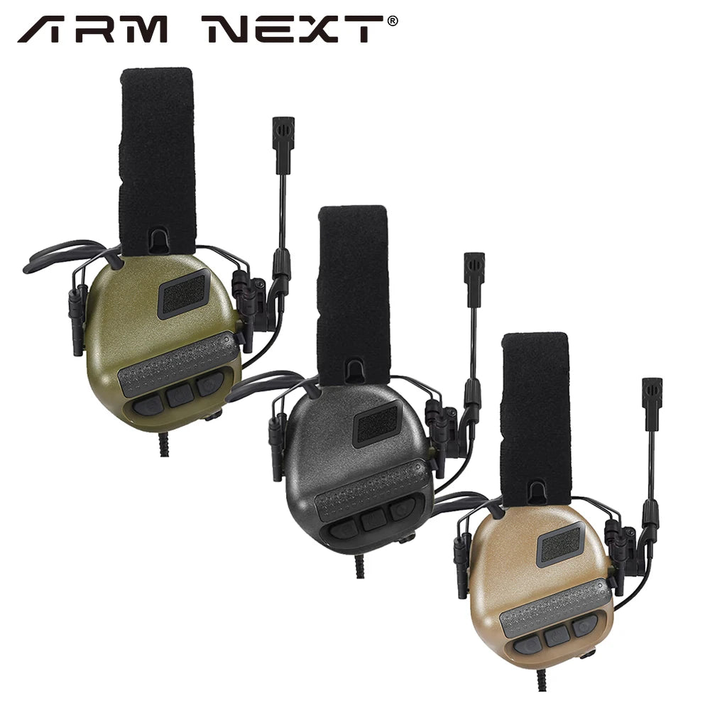 ARM NEXT F10 Airsoft Tactical Headset Foldable Earmuff Microphone Military Headphone Shooting Hunting Ear Protection Earphones