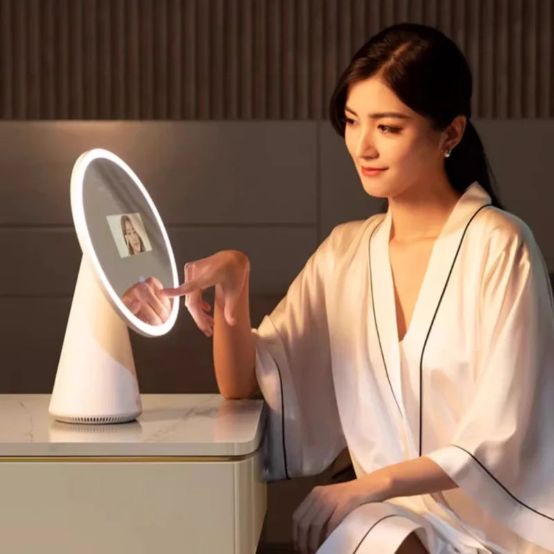 FPD Intelligent Makeup Mirror, Light Luxury AI Skin Measurement, Portable Beauty Mirror Smart Led Makeup Mirror Tabletop Mirror