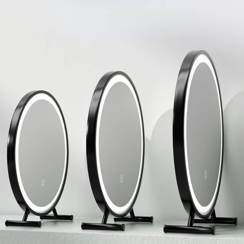 Modern Large Decorative Mirror Table Light Led Smart Round Decorative Mirror Standing Makeup Espejo Cuerpo Entero Wall Decor