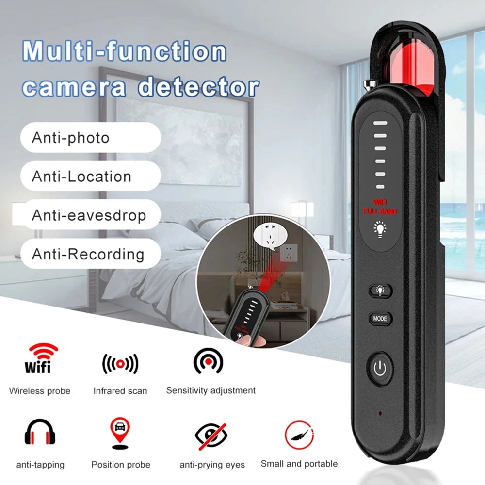 Hidden Camera Detector Anti-Spy Car GPS Tracker Listening Device Bug RF Wireless All Signal Scanner Gadget Security Protection