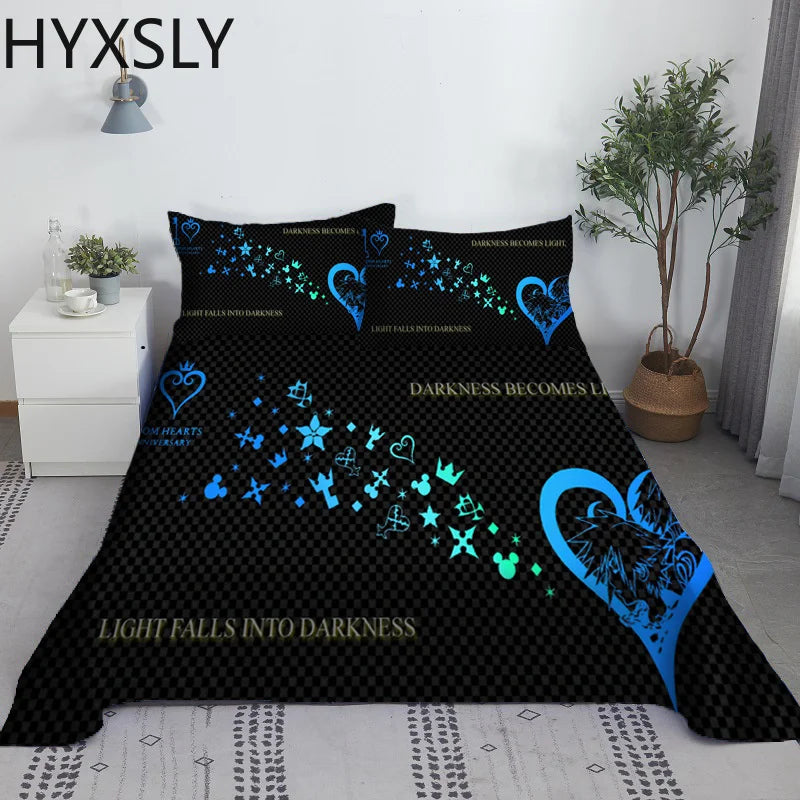 Black White Queen King Bed Sheet 2/3pcs Set Digital Print For Adult Polyester Bed Flat Sheet With Pillowcase Bedding Bed Linen