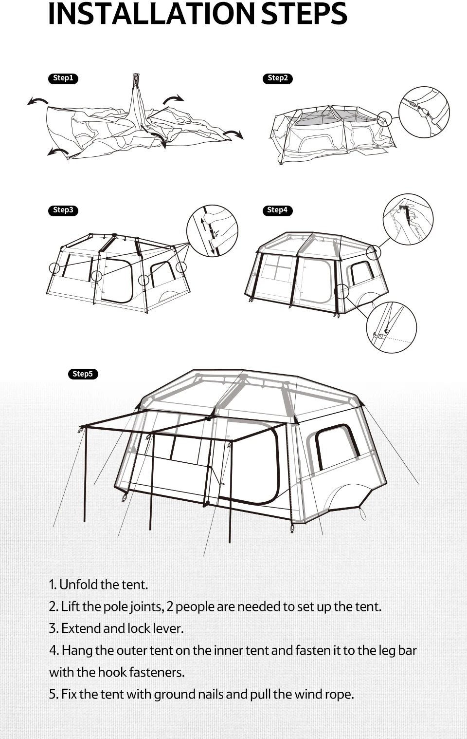 13㎡ Outdoor Camping Two-Bedroom 5-8 People Family Tent Village 13 Automatic Tent Outdoor House Free Shelter