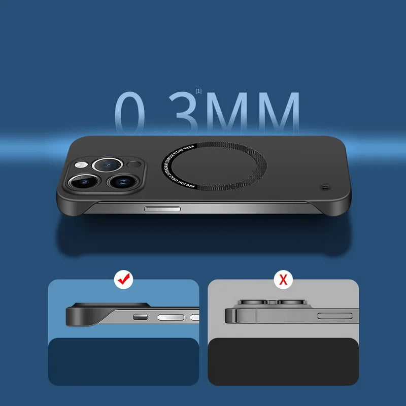 Ultra Thin Hard PC Magnetic Frameless Phone Case For Magsafe Xiaomi 14 Pro Mi 14Pro 14 Matte Color Solid Cover