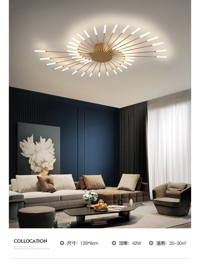 Modern Nordic LED Ceiling Chandelier for Living room Novelty fireworks modeling lighting Home Decoration Lamps Bedroom fixtures